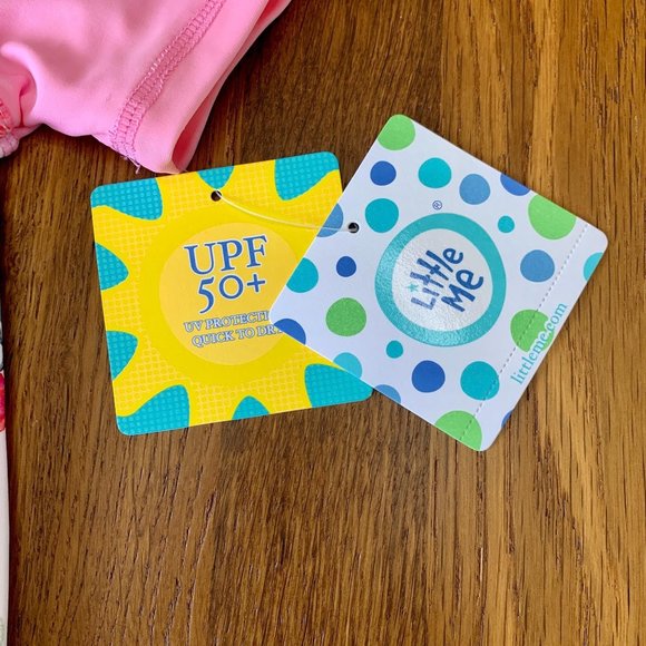 LITTLE ME Baby Girls RashGuard Swimsuit 12 mos NEW Pink Floral Infant Girl NWT - Picture 6 of 6